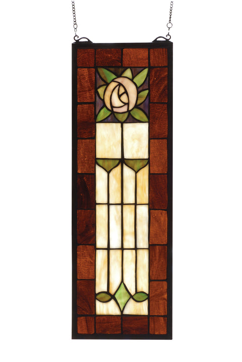 Meyda Lighting 67791 8"W X 24"H Pasadena Rose Stained Glass Window