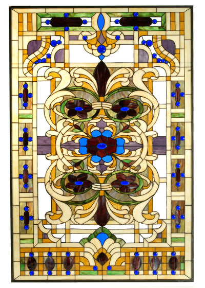 Meyda Lighting 71888 32"W X 48"H Estate Floral Stained Glass Window
