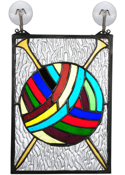 Meyda Lighting 72347 6"W X 9"H Ball of Yarn W/Needles Stained Glass Window