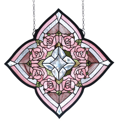 Meyda Lighting 72642 20"W X 20"H Ring of Roses Stained Glass Window