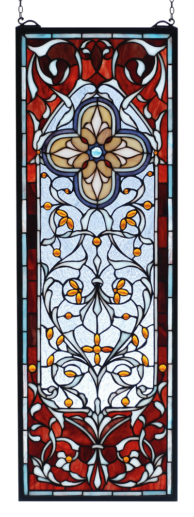 Meyda Lighting 73276 11"W X 32"H Versaille Quatrefoil Stained Glass Window