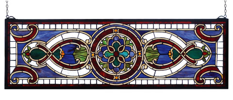 Meyda Lighting 77907 35"W X 11"H Evelyn in Lapis Stained Glass Window