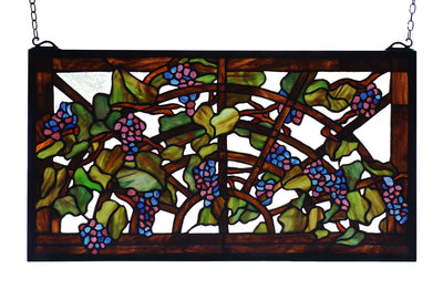 Meyda Lighting 78088 22"W X 12"H Tiffany Grape Arbor Stained Glass Window