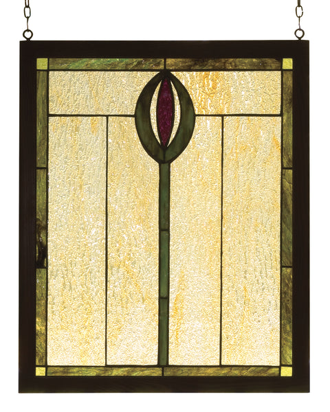 Meyda Lighting 98100 14"W X 17"H Spear Wood Frame Stained Glass Window