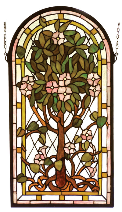 Meyda Lighting 99049 15"W X 29"H Arched Tree of Life Stained Glass Window