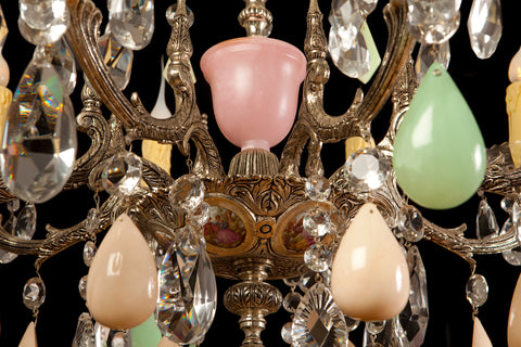 One of a Kind Limoge Fragonard Medallion and Alabaster Chandelier by The Ozone Collection