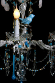 Bluebird Series "Autumn Blue Bird" One of a kind Chandelier by The Ozone Collection