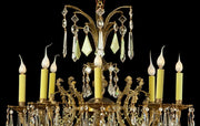 The Ozone Collection Vintage Green Alabaster and Crystal Bronze Chandelier