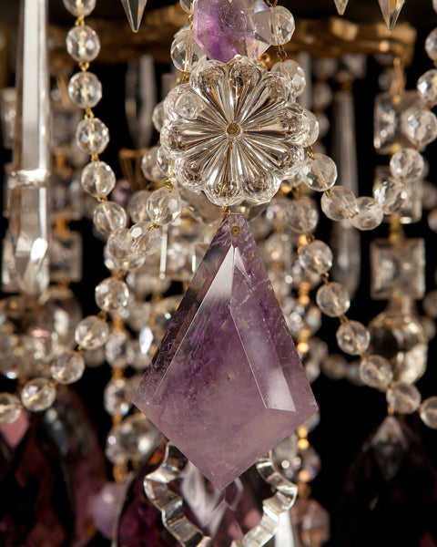 One of a Kind Vintage Amethyst Rock Crystal Vine Chandelier by The Ozone Collection