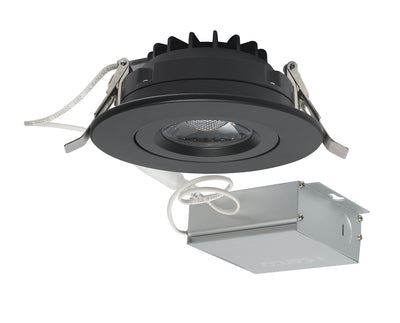 Nuvo Lighting S11619 12 watt LED Direct Wire Downlight Gimbaled 4 inch 3000K 120 volt Dimmable Round Remote Driver Black