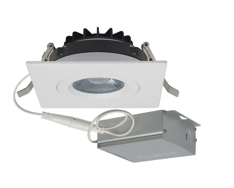 Nuvo Lighting S11621 12 watt LED Direct Wire Downlight Gimbaled 4 inch 3000K 120 volt Dimmable Square Remote Driver White