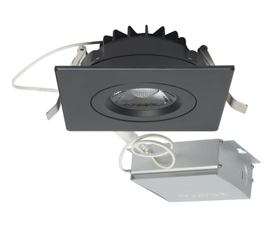Nuvo Lighting S11622 12 watt LED Direct Wire Downlight Gimbaled 4 inch 3000K 120 volt Dimmable Square Remote Driver Black