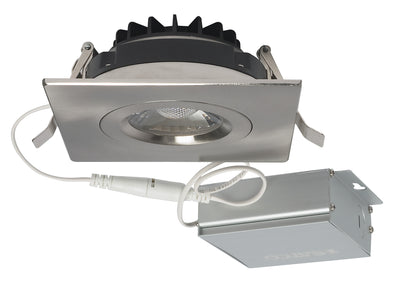 Nuvo Lighting S11623 12 watt LED Direct Wire Downlight Gimbaled 4 inch 3000K 120 volt Dimmable Square Remote Driver Brushed Nickel