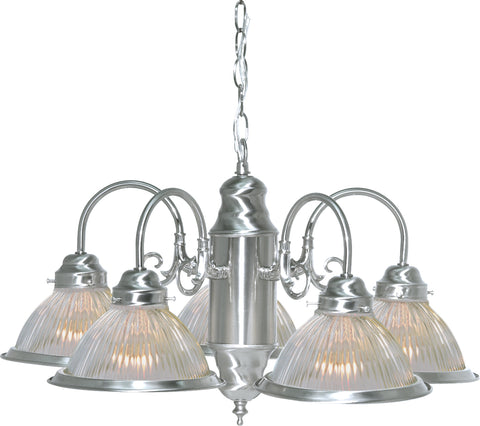 Nuvo Lighting SF76/444 5 Light 22" Chandelier With Clear Ribbed Shades