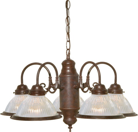 Nuvo Lighting SF76/445 5 Light 22" Chandelier With Clear Ribbed Shades