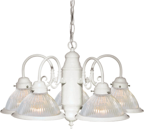 Nuvo Lighting SF76/449 5 LIGHT 22 Inch CHANDELIER TEXTURED WHITE/CLEAR RIBBED GL