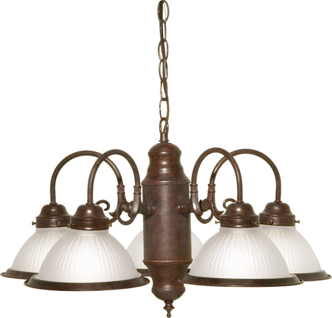 Nuvo Lighting SF76/694 5 Light 22" Chandelier With Frosted Ribbed Shades
